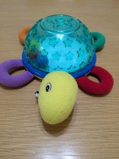 Rare Vintage Eden Infant Sensory Toy Rattle Crinkle Squeaky Turtle Rainbow Color