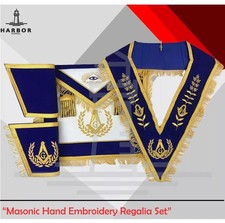 Masonic Master Mason Blue Lodge Apron Set Hand Embroidered Freemason