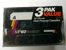 GEMINI Multi-Purpose 60 Min Audio Cassettes LowNoise HighEnergy 1Pack 3 in Pack