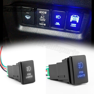 Blue/White ''FOG LIGHTS'' Push Button Switch Replacement For Toyota 4Runner Hilux 