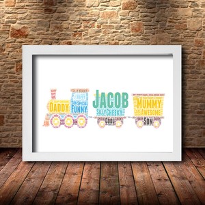 Détails Sur Train Design 1 Personnalisé Custom Childrens Poster Word Art Cadeau Imprimé Afficher Le Titre Dorigine