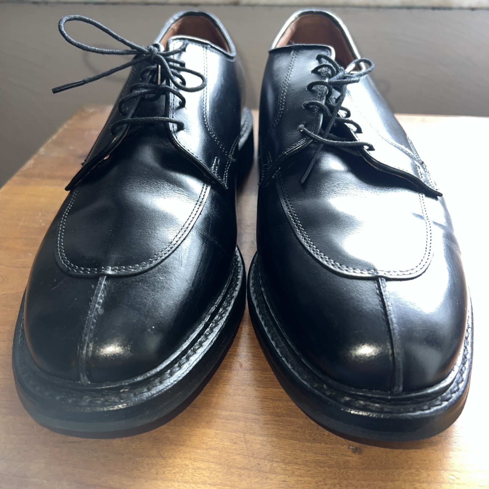 SAOLA Scarpe eleganti derby Allen Edmonds "Ashton" in pelle nera con punta spaccata taglia 10D