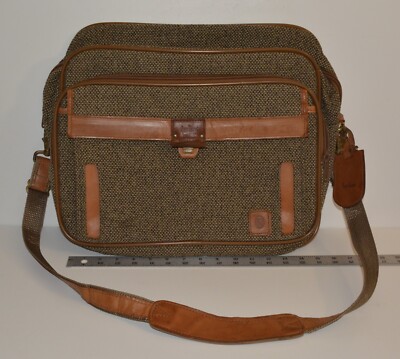 VTG Hartmann Luggage tweed leather travel luggage shoulder messenger bag  16x12x4