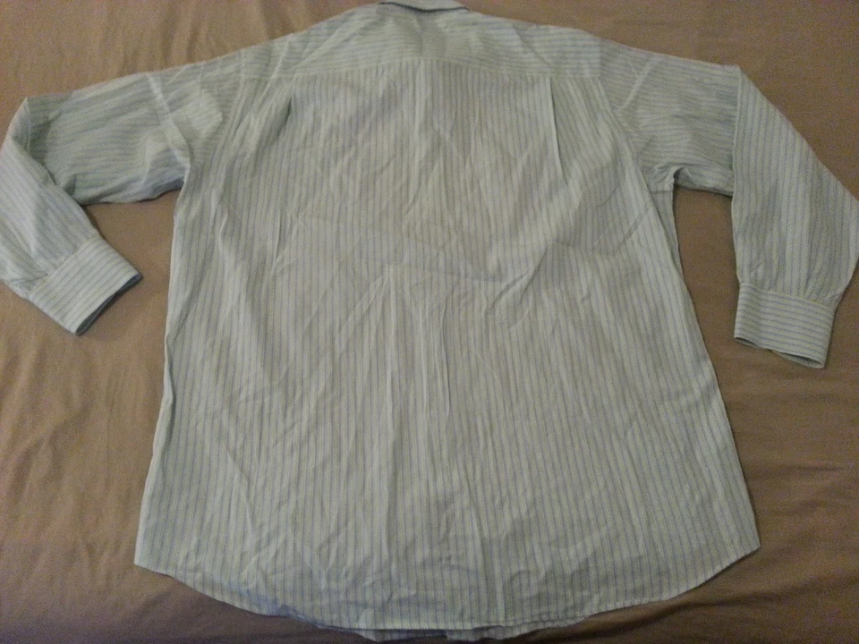 Мужская сорочка Nautica 16 1/2 34 35 синие желтые полоски хлопок длинная кнопка - Изображение 3 из 4