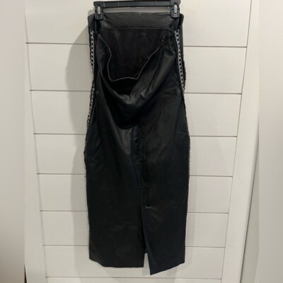 Area black strapless leather embellished midi dress | eBay