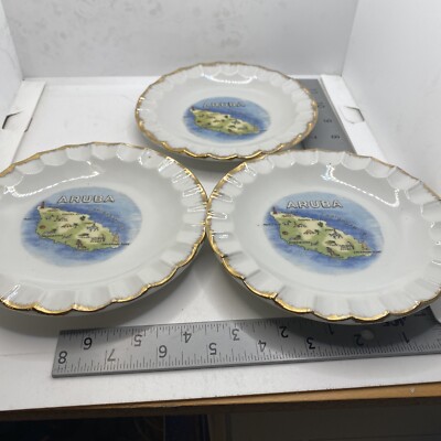 3 Aruba Plate Dish with map 6'' diameter 71D-907L
