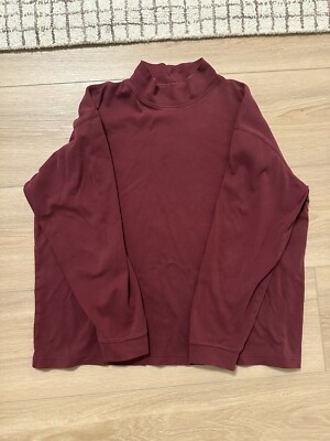 Mens L.L. BEAN Burgundy Long Sleeve Mock Neck Top Size XL Regular