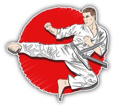 Karate Fighter Kick Car Bumper Sticker Decal 5'' x 5''