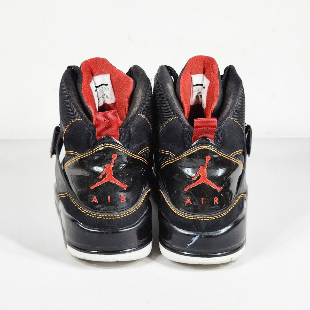 RARE Jordan Flight 45 High Black Red with yellow Stitching Suede