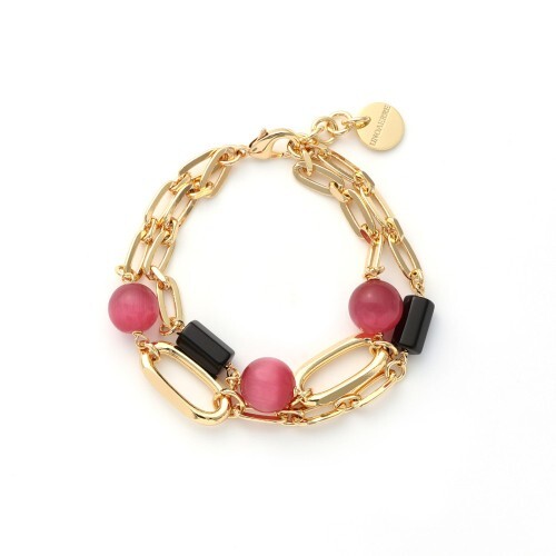 UNOAERRE BRACCIALE donna Gipsy con sfere rosa bronzo placcato oro 24kt (2562)
