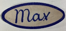 Max Cursive Name Iron On Patch Shirt RARE VHTF Bronx NY Hand Written Mid 1900s 