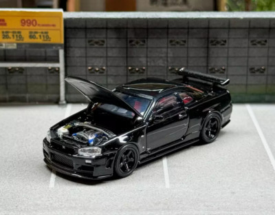 MH 1:64 Black JDM Skyline GTR R34 Z-Tune Sports Model Diecast