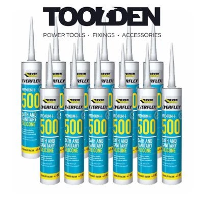 Everbuild Everflex 500TR Bath & Sanitary Silicone Sealant Clear 295ml (12 Tubes)