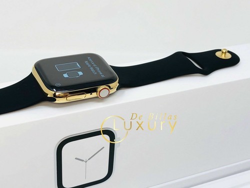 24K Gold Plated 44MM Apple Watch SERIES 4 With Black Sports Band - Picture 7 of 9