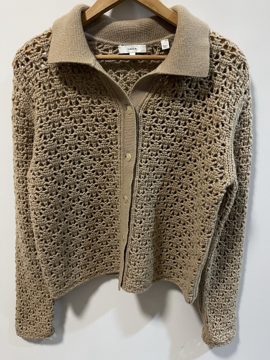 Cashmere Cardigan Sweater Vince Crochet Cardigan VINCE Sz L