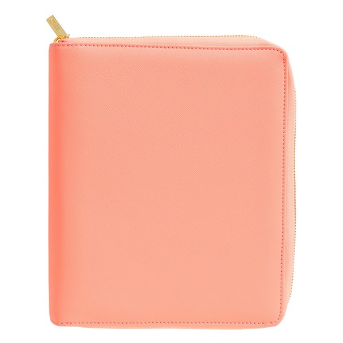 Kikki k Large Bright Coral Leather Personal Zip Planner Luxury eBay