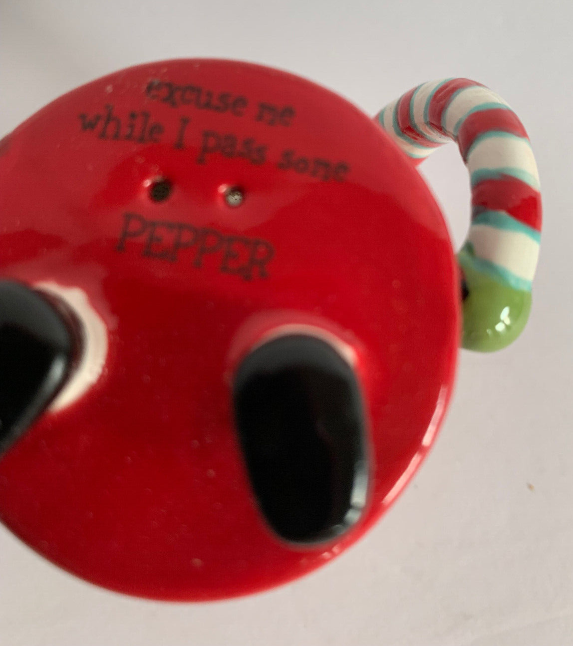 Santa & Snowman Salt & Pepper Shakers 3.5" tall Ceramic stands upside