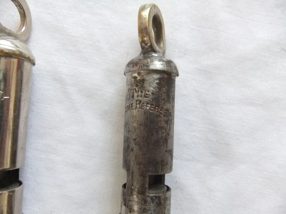 VINTAGE ACME REFEREE  & CITY WHISTLES  BRASS & METAL - Image 3 of 4