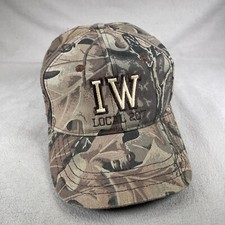 IW Local 207 Hat Mens One Size Brown Camo Snapback Cap USA Made Vintage Hunting
