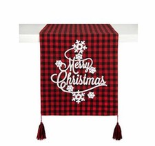 Rustic Christmas Table Runner Red Black Plaid Buffalo Check Farmhouse 13 x 72