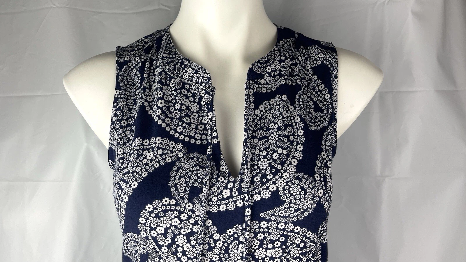 Abito Michael Kors blu bianco jersey floreale elasticizzato orlo svolazzante nuovo taglia S