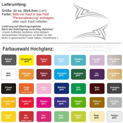 2x Autoaufkleber Tribal Shocker Tattoo-Design, 21 Cm Breit In Rot - Für Tuning & Styling