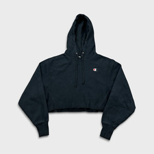 Champion Reverse Weave Hoodie Black Womens Cropped crop Size small