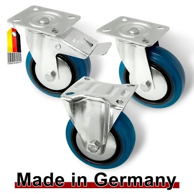 PRIOSTAHL Schwerlastrollen Transportrollen Lenkrollen Bockrollen Blue Wheels Bremse Rollen