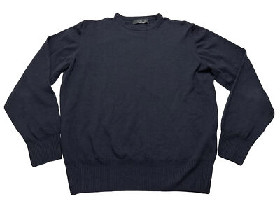 Men's Zara Man Long Sleeve 100% Wool Sweater Size Large Navy Blue