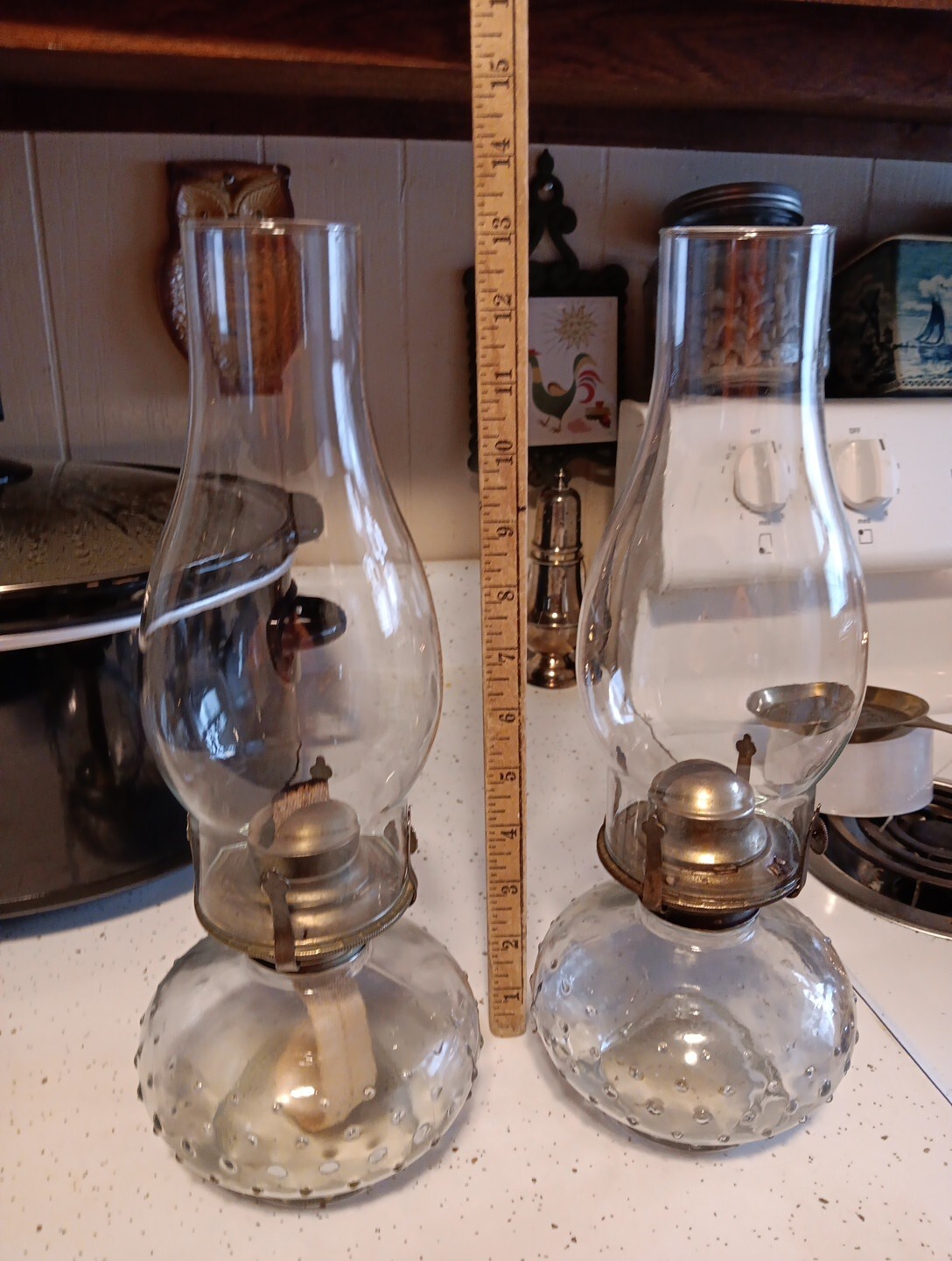 Vintage PAIR Lamplight Farms Oil Lamp Hobnail Clear Glass 13.5" NICE eBay