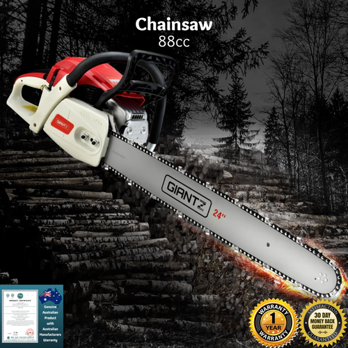 Giantz 88cc Commercial Petrol Chainsaw E-Start 24 Bar Garden Cutter Saw Tool New - Picture 2 of 12