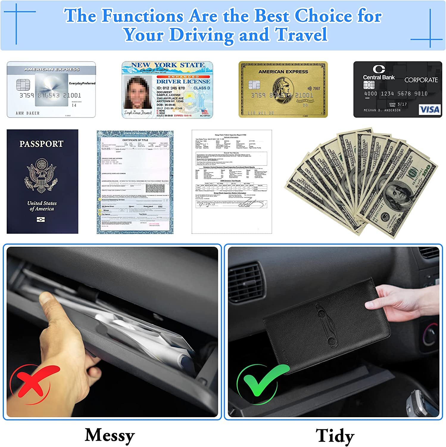 Car Registration Insurance ID Card Holder Auto Driver License