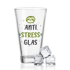 Leonardo Wasserglas mit UV-Druck "Anti Stress Glas"