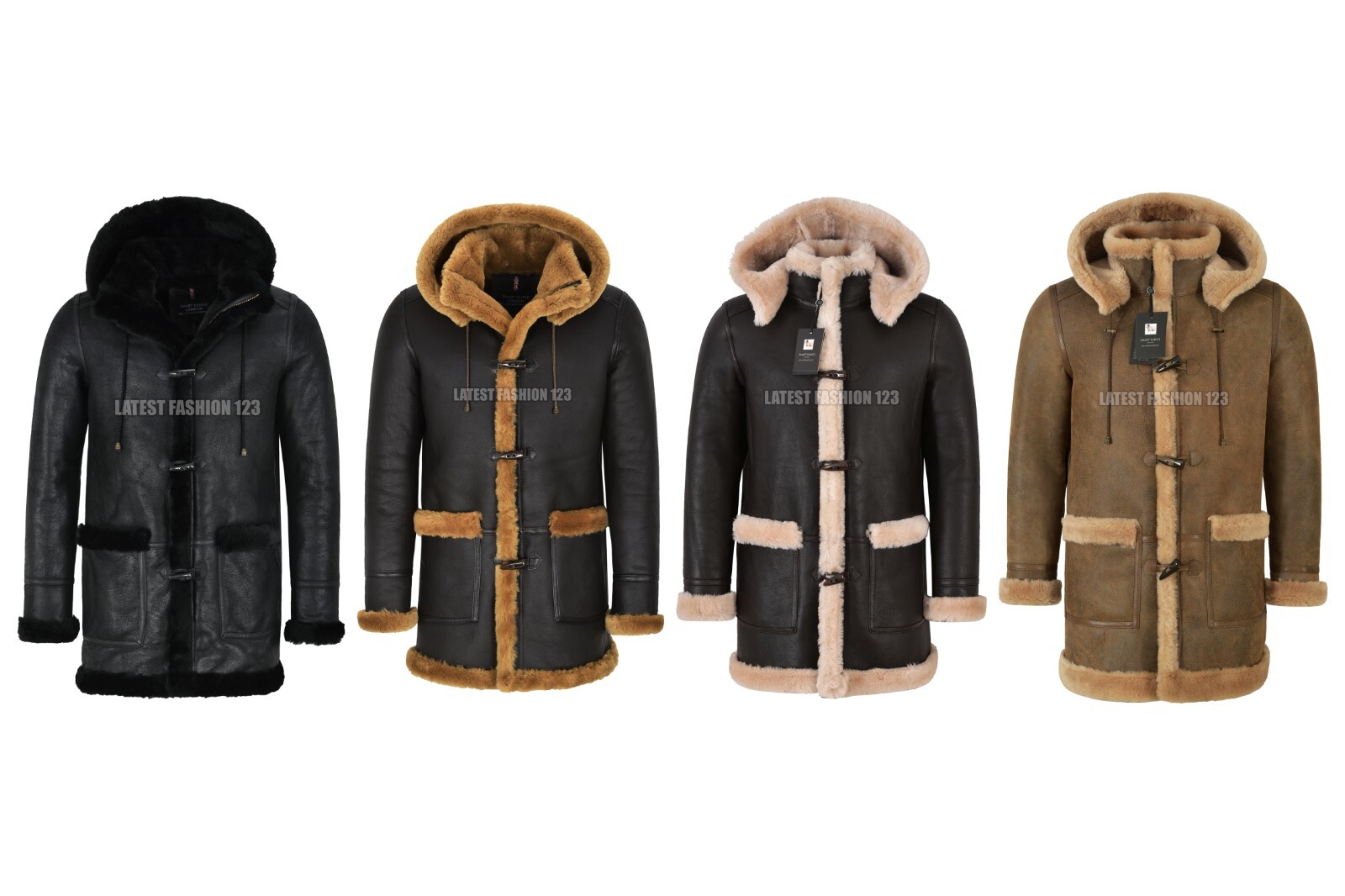 ALTRA Men's Leather Sheepskin Duffle Coat B3 F 42 Hooded 100% Shearling Ivar Jacket