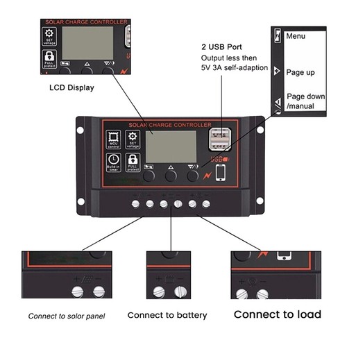 100A Solar Controller Solar Panel Controller 12V 24V LCD Display Solar4188 - Picture 3 of 7