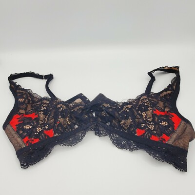 Victorias Secret Very Sexy Seduction Red/Black Lace Bra Sling Corset S -RARE LE
