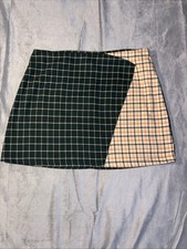 Women s Urban Outfitters 2-Tone Asymmetrical Plaid Mini Skirt Size Medium