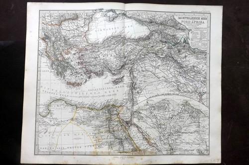 Stieler 1870 Map. Das Mittellandische Meer und Nord-Afrika. Ostliches Blatt