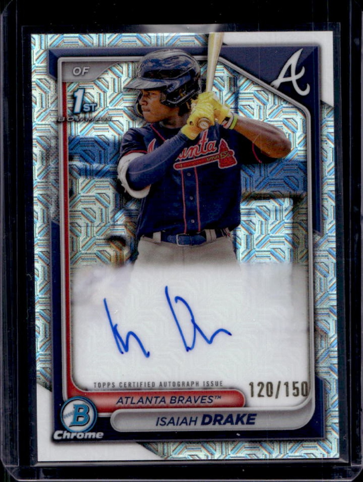 2024 Bowman Isaiah Drake Chrome Auto Choice 1st Prospect #120/150 Braves