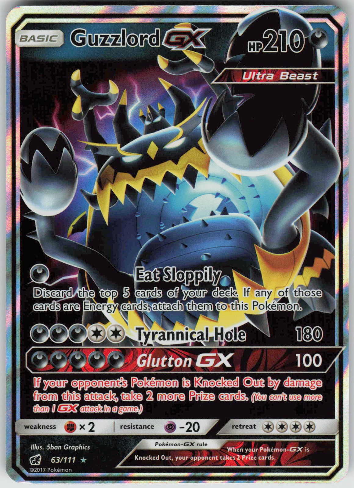 Pokemon Guzzlord GX 63/111 SM - Crimson Invasion Ultra Rare NM