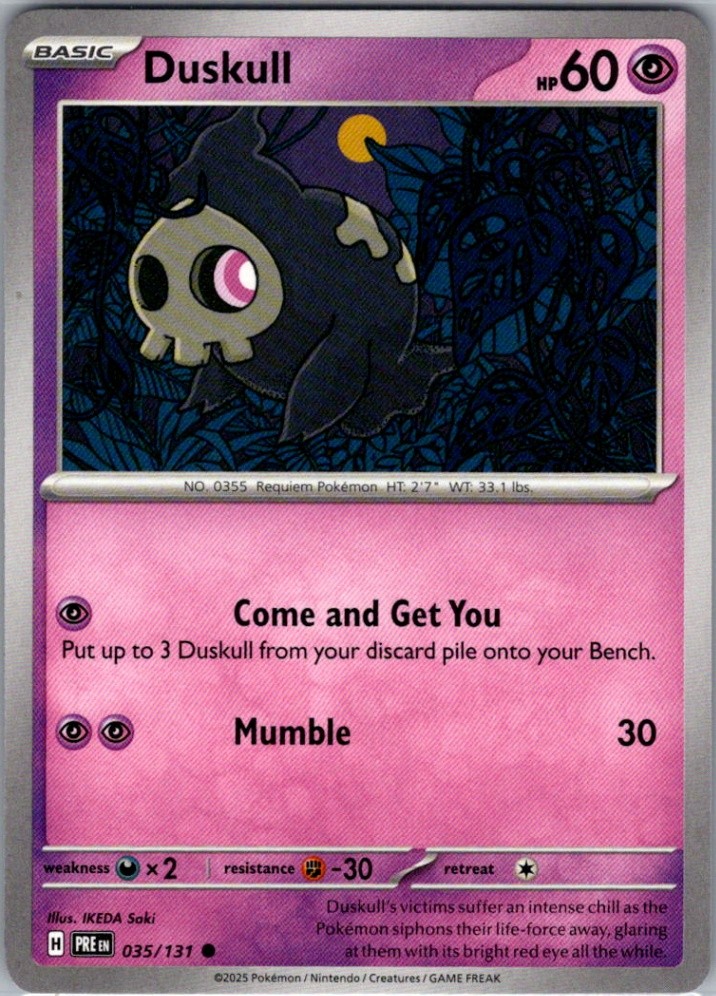Duskull 035/131 Normal Common SV: Prismatic Evolutions NM