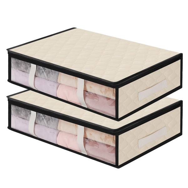 Unterbett Aufbewahrungsbox Faltbar Sichtfenster Kleideraufbewahrung 2Er Set-image