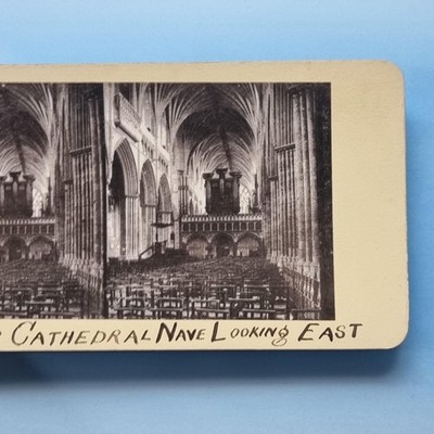 Exeter Stereoview um 1900 Devon Kathedrale Schiff Ostansicht
