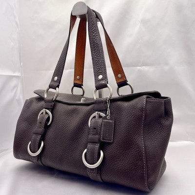COACH 10134 Chelsea Satchel Handbag Brown Leather Turn lock From