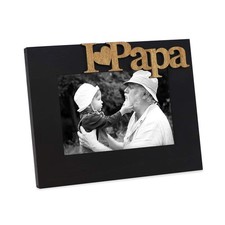 Isaac Jacobs Black Wood Sentiments I Love Papa / I Heart Papa Pict