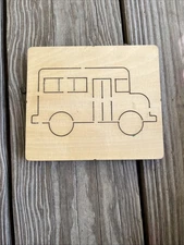 4 7/8" x5 7/8" AccuCut Wooden Die Big Yellow Bus * Retired