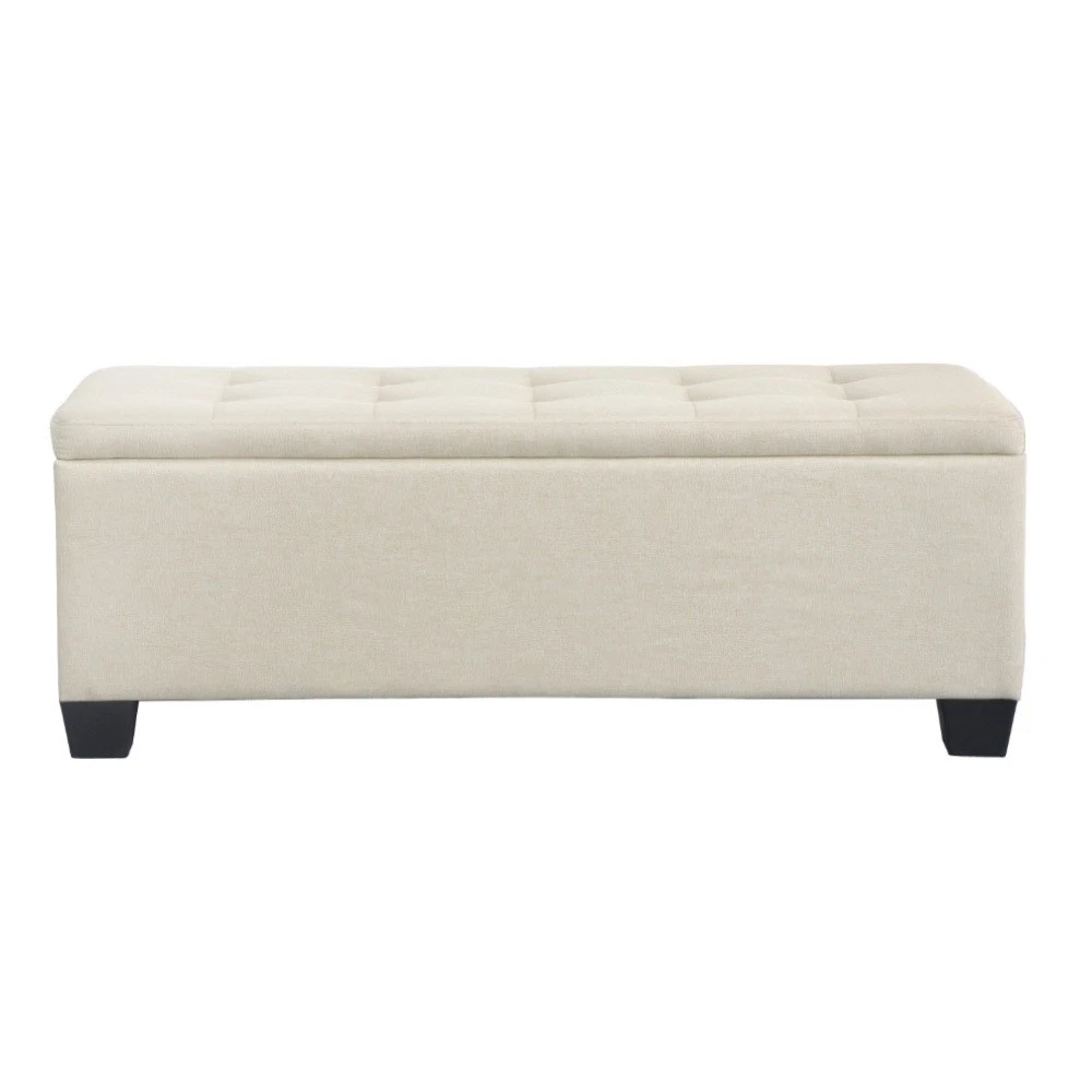 Artiss Storage Ottoman Blanket Box Bench 97cm Linen Chest Foot Stool Beige