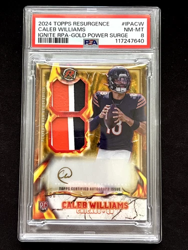 2024 Topps Resurgence Caleb Williams Ignite RPA - Gold Power Surge /50 PSA 8