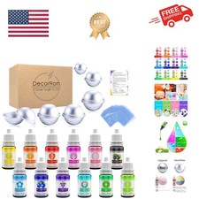 Bath Bomb Mold Kit 12 Pieces with 12 Soap Colorant, Shrink Wrap Bags - Liquid...