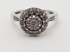 925 Sterling Silver Round Diamond Ring 7